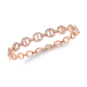 Diamond Tri-Link Bangle Bracelet -18K rose gold weighing 13.08 grams -140 round diamonds weighing .85 carats