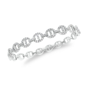 Diamond Tri-Link Bangle Bracelet -18K white gold weighing 13.08 grams -140 round diamonds weighing .85 carats
