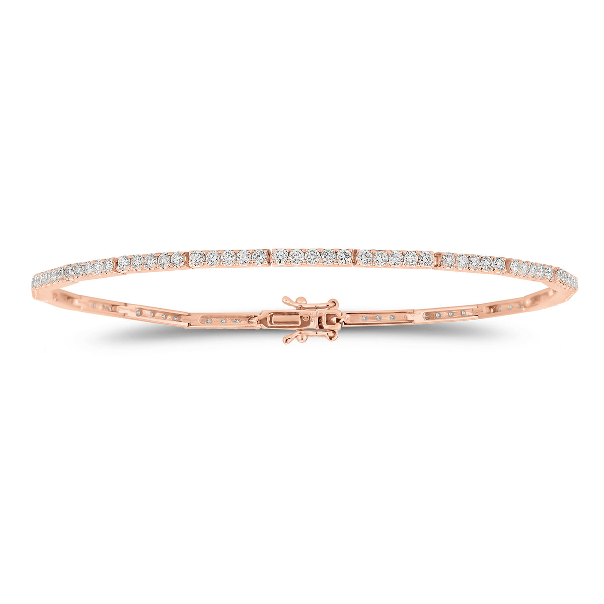 Structured Diamond Tennis Bracelet - 14K gold weighing 6.11 grams  - 100 round diamonds weighing 1.84 carats