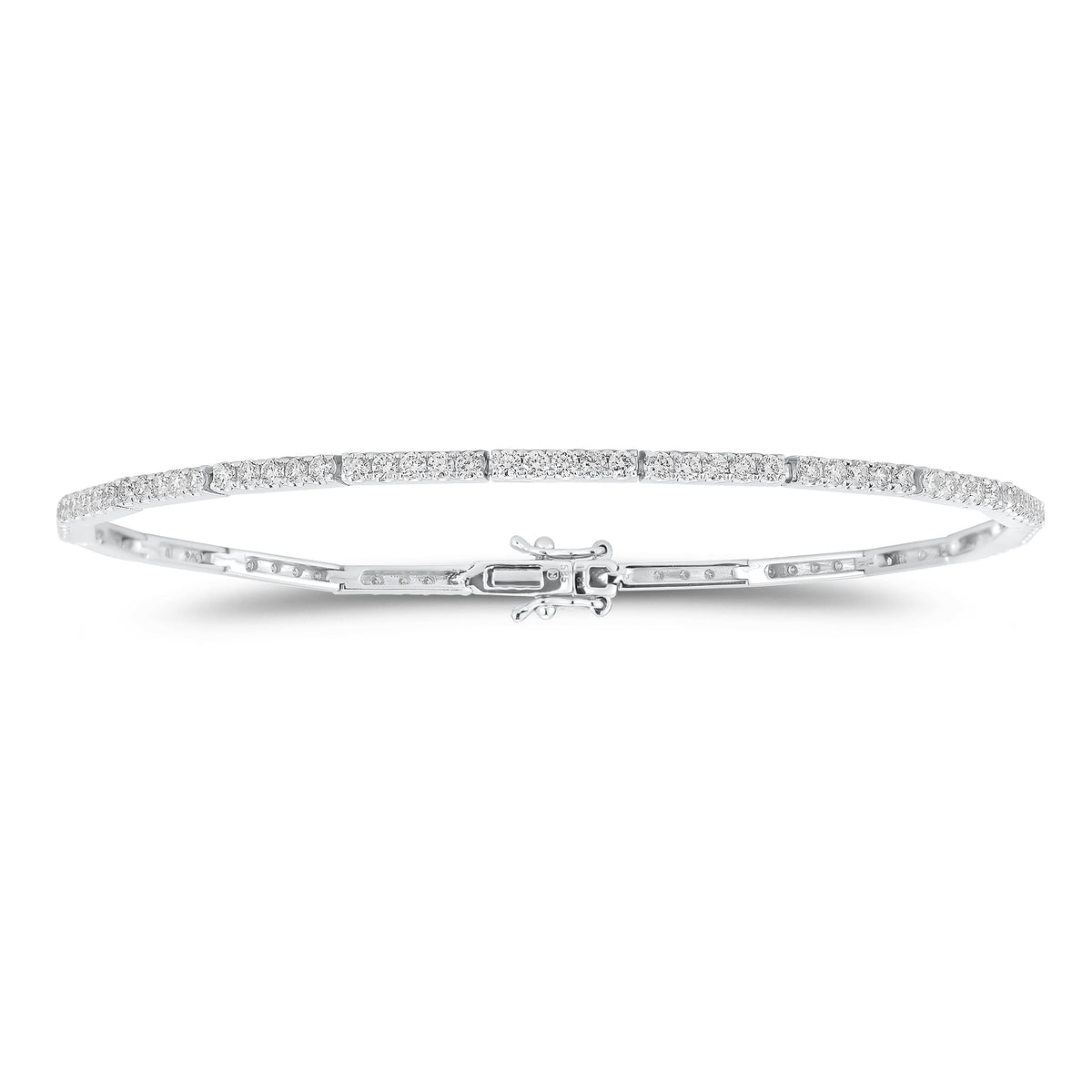 Structured Diamond Tennis Bracelet - 14K gold weighing 6.11 grams  - 100 round diamonds weighing 1.84 carats
