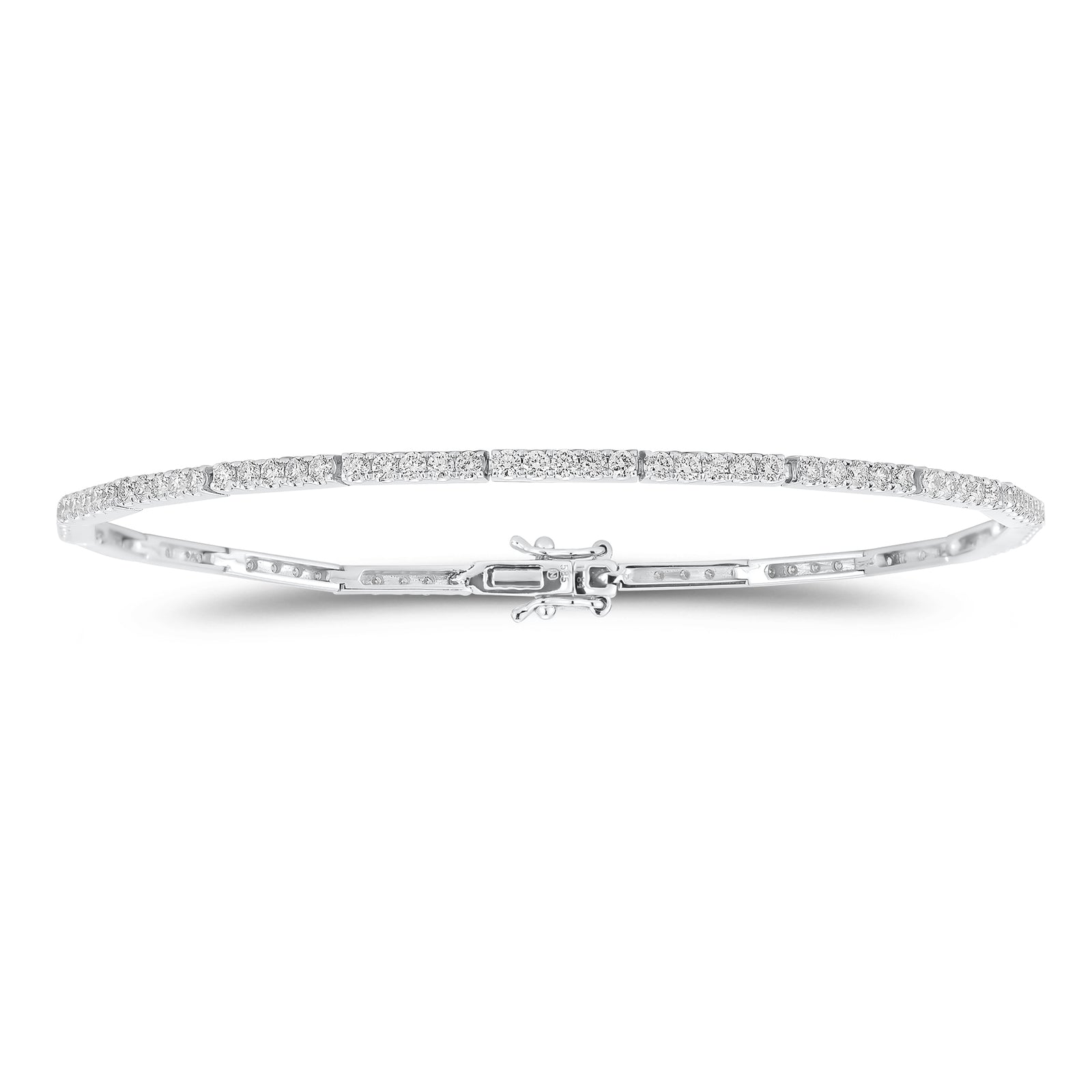 Structured Diamond Tennis Bracelet - 14K gold weighing 6.11 grams  - 100 round diamonds weighing 1.84 carats