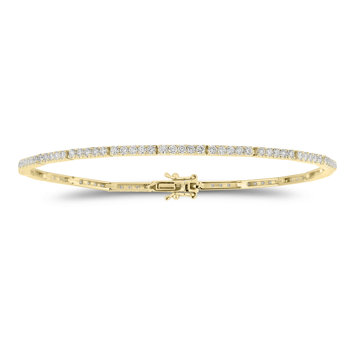 Structured Diamond Tennis Bracelet - 14K gold weighing 6.11 grams  - 100 round diamonds weighing 1.84 carats