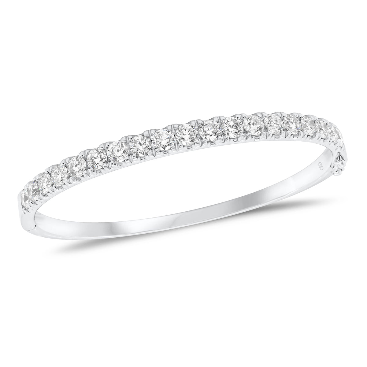 3.63 ct Diamond Bangle- 18K gold weighing 21.66 grams  - 19 round diamonds weighing 3.63 carats