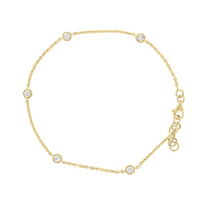 Diamonds by the Yard 5-Stone Bracelet - 18K yellow gold weighing 2.75 grams - 5 round diamonds totaling 0.49 carats
