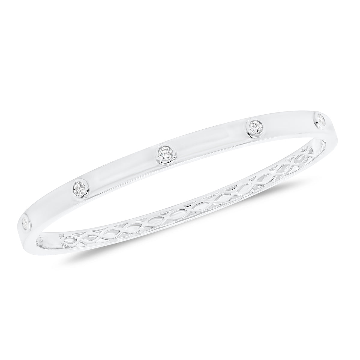 Stackable Round Bezel Set Diamond Bangle Bracelet