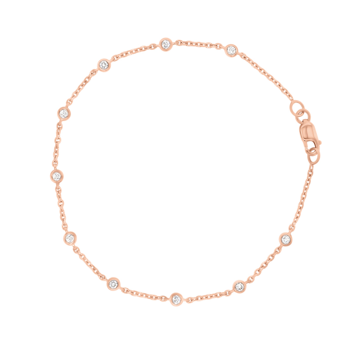 Diamonds by the Yard 10-Stone Bracelet - 18K rose gold weighing 2.11 grams - 10 round diamonds totaling 0.28 carats