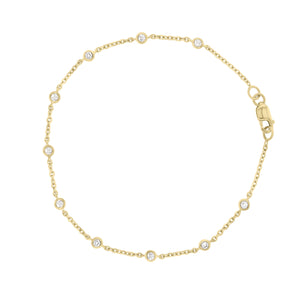 Diamonds by the Yard 10-Stone Bracelet - 18K yellow gold weighing 2.11 grams - 10 round diamonds totaling 0.28 carats