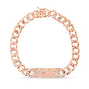 Pave Diamond ID Bracelet - 14K rose gold weighing 17.15 grams - 255 round diamonds totaling 0.72 carats