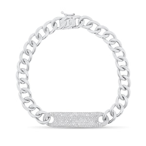 Pave Diamond ID Bracelet - 14K white gold weighing 17.15 grams - 255 round diamonds totaling 0.72 carats