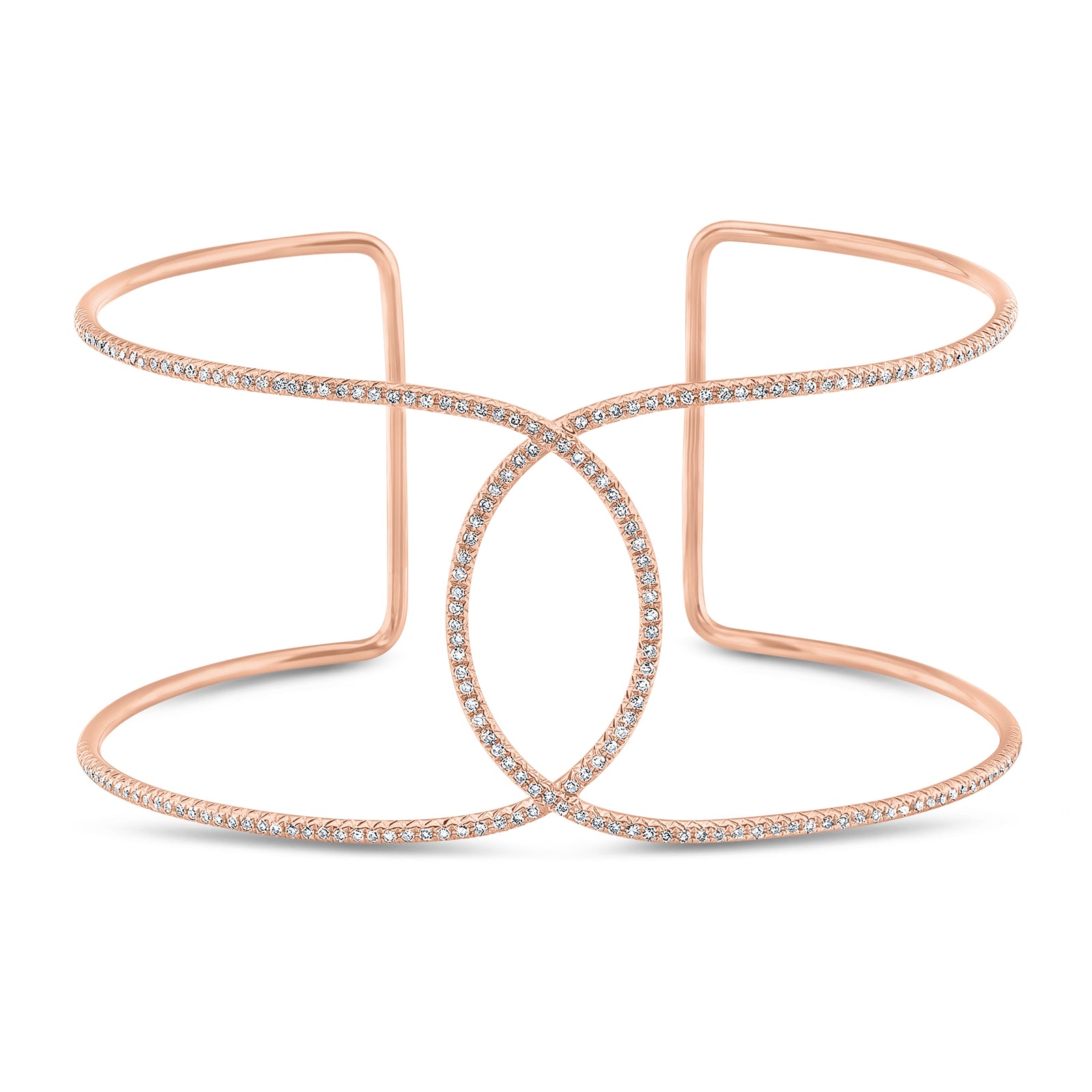 Diamond infinity cuff bracelet 14kt gold weighing 7.85 grams  161 round diamonds weighing .41 cts