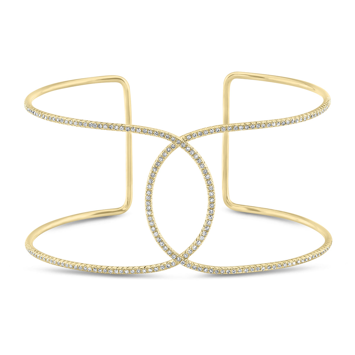 Diamond infinity cuff bracelet 14kt gold weighing 7.85 grams  161 round diamonds weighing .41 cts