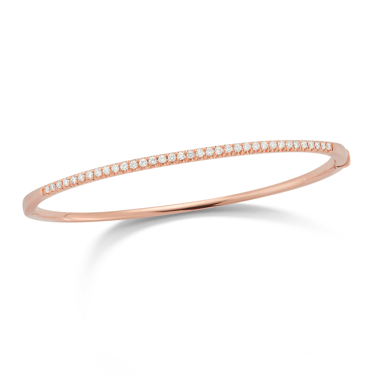 Diamond Small Classic Bangle Bracelet  -14K gold weighing 8.98 grams  -35 round pave-set diamonds totaling 0.49 carats