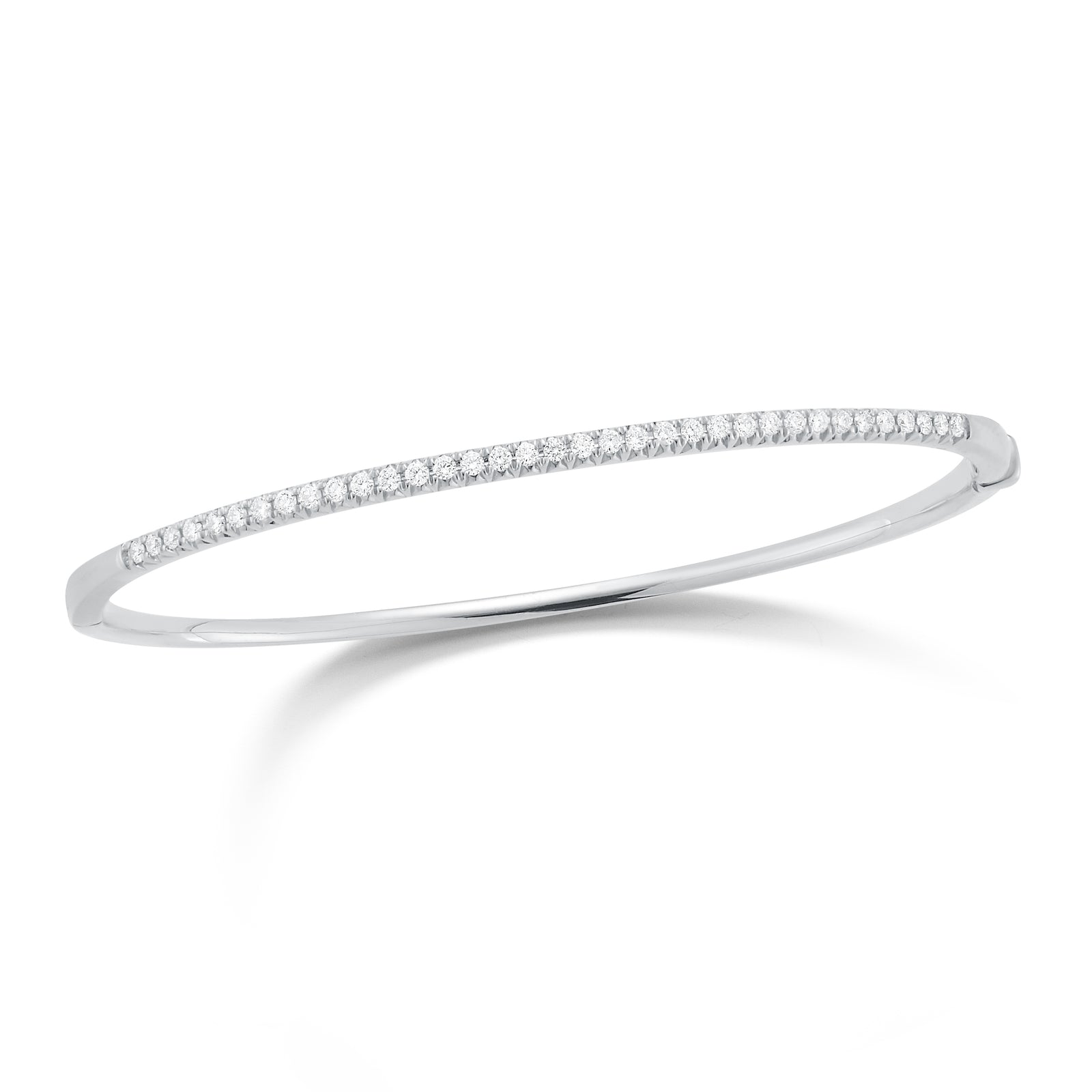 Diamond Small Classic Bangle Bracelet  -14K gold weighing 8.98 grams  -35 round pave-set diamonds totaling 0.49 carats