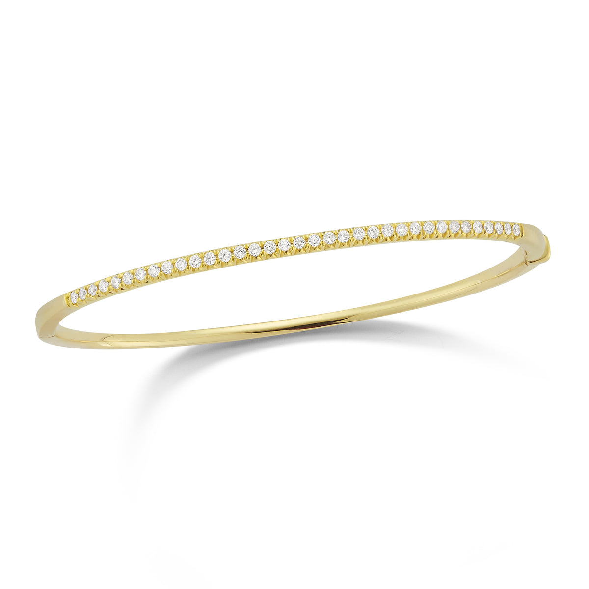 Diamond Small Classic Bangle Bracelet  -14K gold weighing 8.98 grams  -35 round pave-set diamonds totaling 0.49 carats