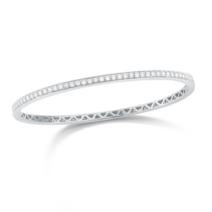 Pave Diamond Eternity Bangle Bracelet  -18K white gold weighing 11.45 grams  -83 round pave-set diamonds totaling 1.32 carats.