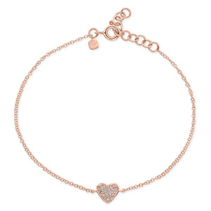 Diamond Heart Fashion Bracelet -14K gold weighing 1.06 grams -22 round diamonds totaling 0.10 carats