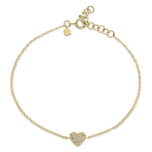 Diamond Heart Fashion Bracelet -14K gold weighing 1.06 grams -22 round diamonds totaling 0.10 carats