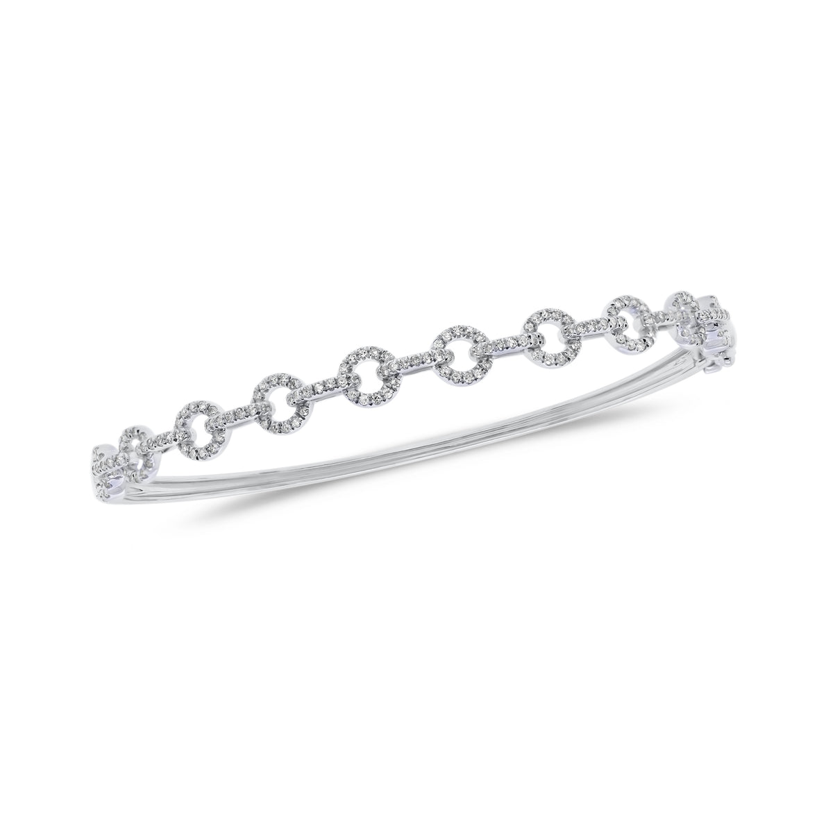 Diamond Round Link Bangle Bracelet - 14K white gold weighing 7.38 grams - 165 round diamonds totaling 0.44 carats