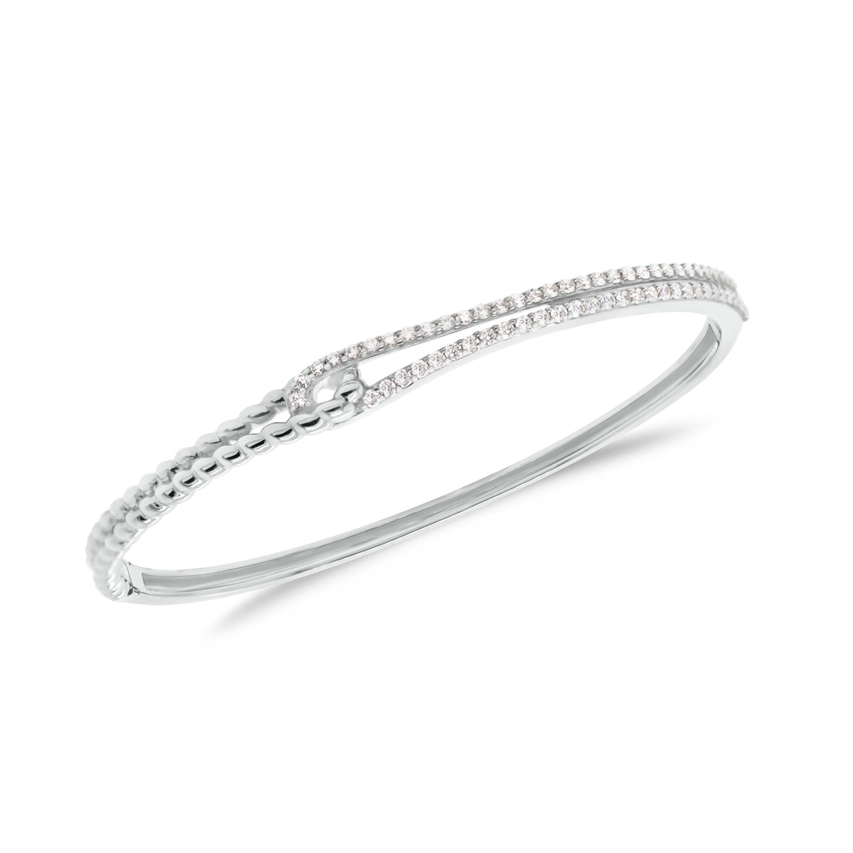 Diamond Linked Rope Bangle Bracelet  -18K gold weighing 13.09 grams  -66 round diamonds totaling 0.73 carats