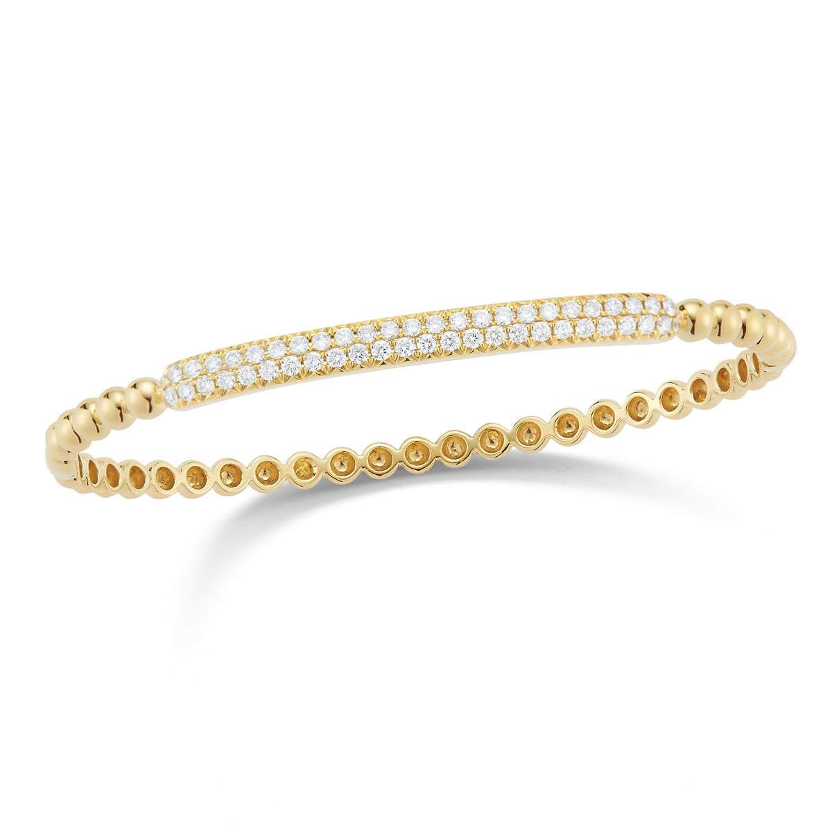 Diamond Bar Beaded Bangle Bracelet - Nuha Jewelers