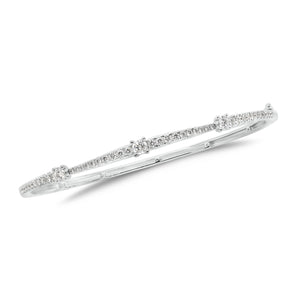 Diamond Tapered Bangle Bracelet - 18K white gold weighing 11.09 grams - 45 round diamonds totaling 0.81 carats