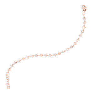 Diamond Arrow Link Bracelet -14K rose gold weighing 3.68 grams -180 round diamonds totaling 0.44 carats