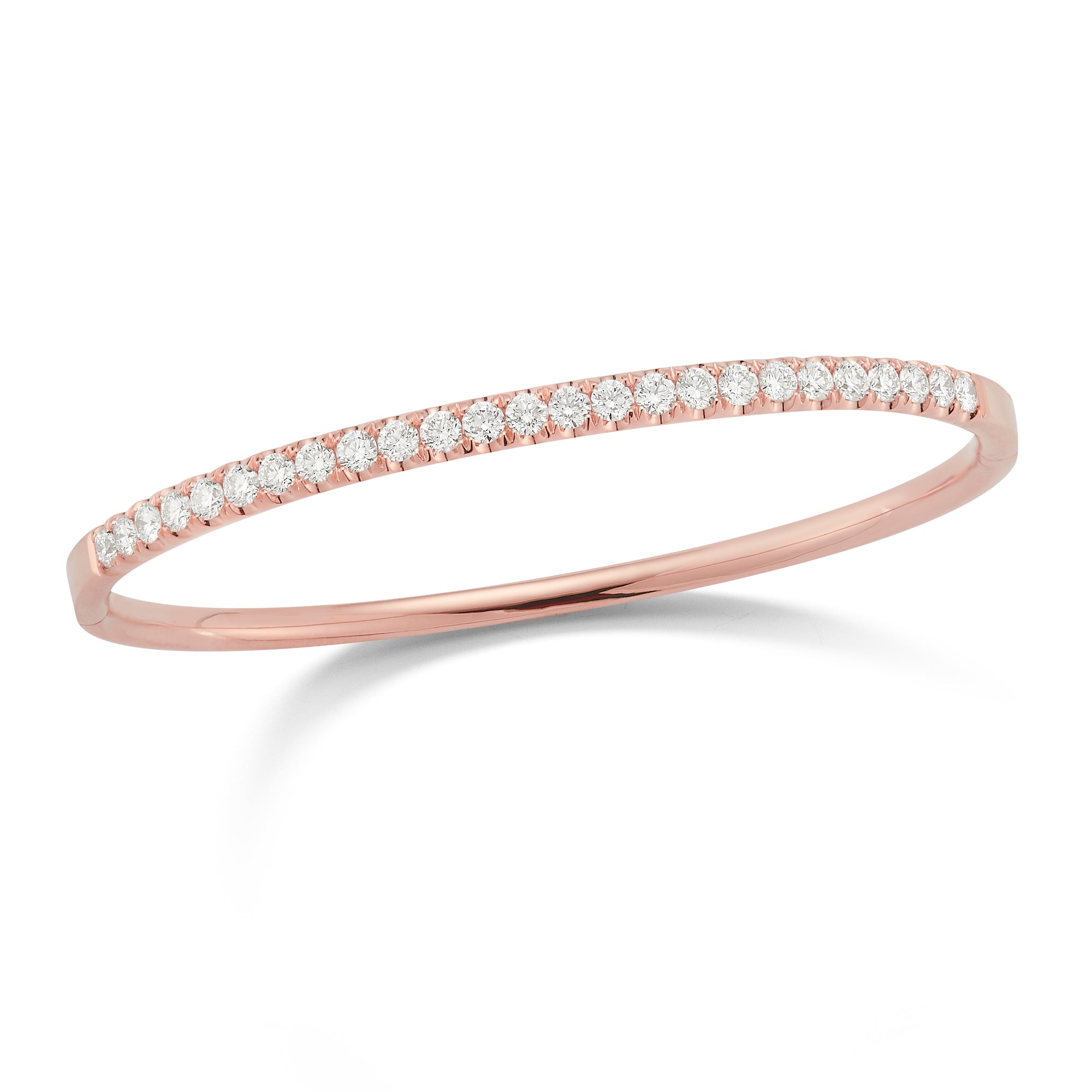 Diamond Wide Classic Bangle Bracelet -18k rose gold weighing 19.07 grams -25 round brilliant-cut pave-set diamonds totaling 2.02 carats.