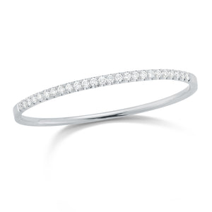 Diamond Wide Classic Bangle Bracelet -18k white gold weighing 19.07 grams -25 round brilliant-cut pave-set diamonds totaling 2.02 carats.