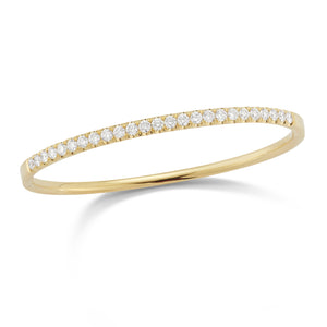 Diamond Wide Classic Bangle Bracelet -18k yellow gold weighing 19.07 grams -25 round brilliant-cut pave-set diamonds totaling 2.02 carats.