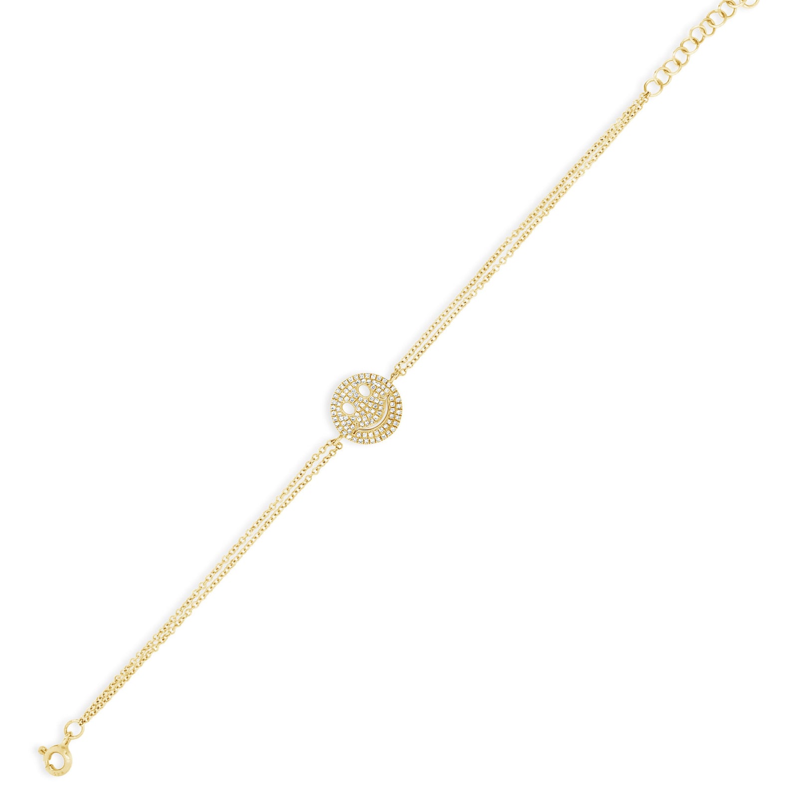 Diamond Smiley-Face Fashion Bracelet -14K yellow gold weighing 2.06 grams -101 round diamonds totaling 0.24 carats
