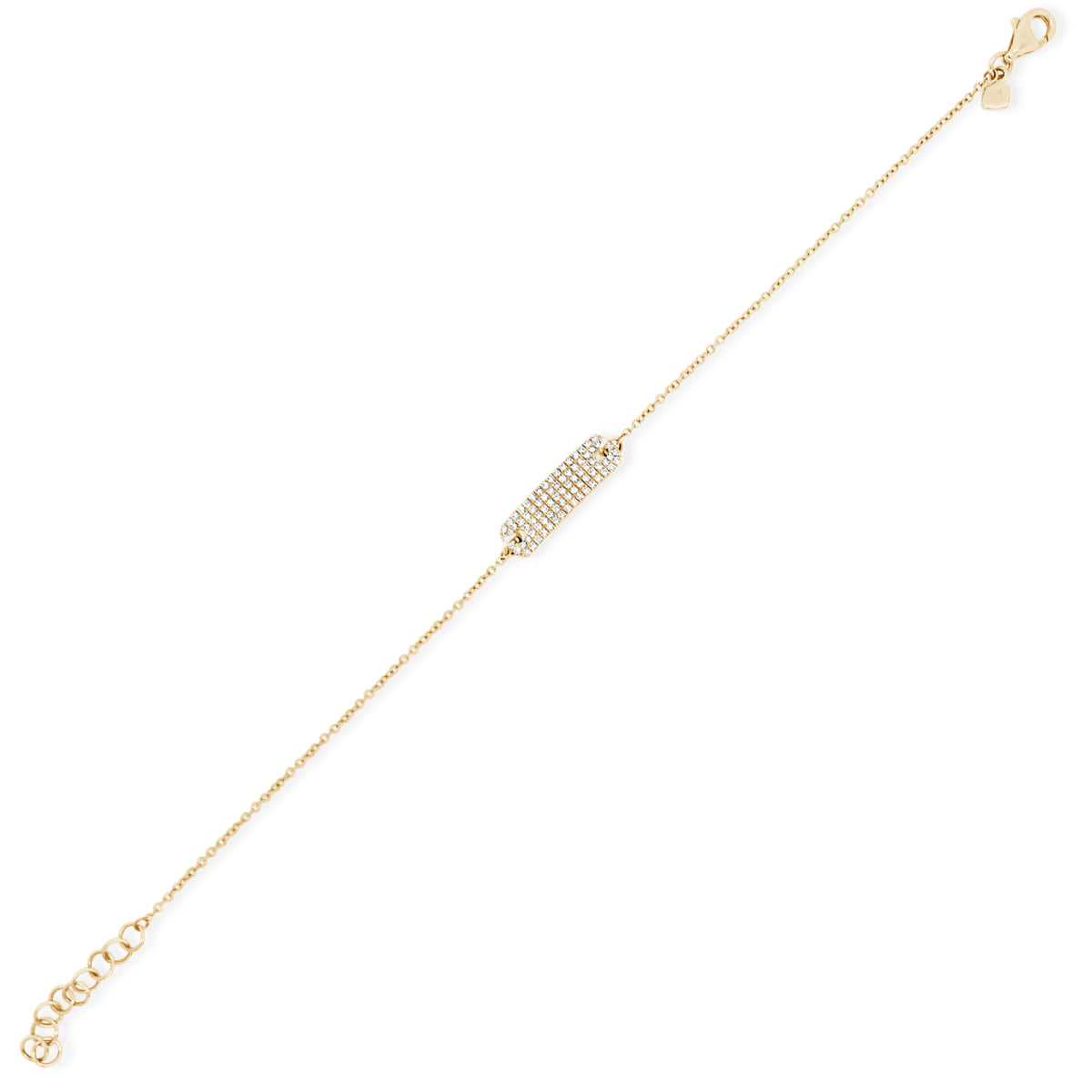Diamond Rectangle ID Bracelet - 14k gold weighing 1.82 grams -82 round diamonds totaling 0.25 carats