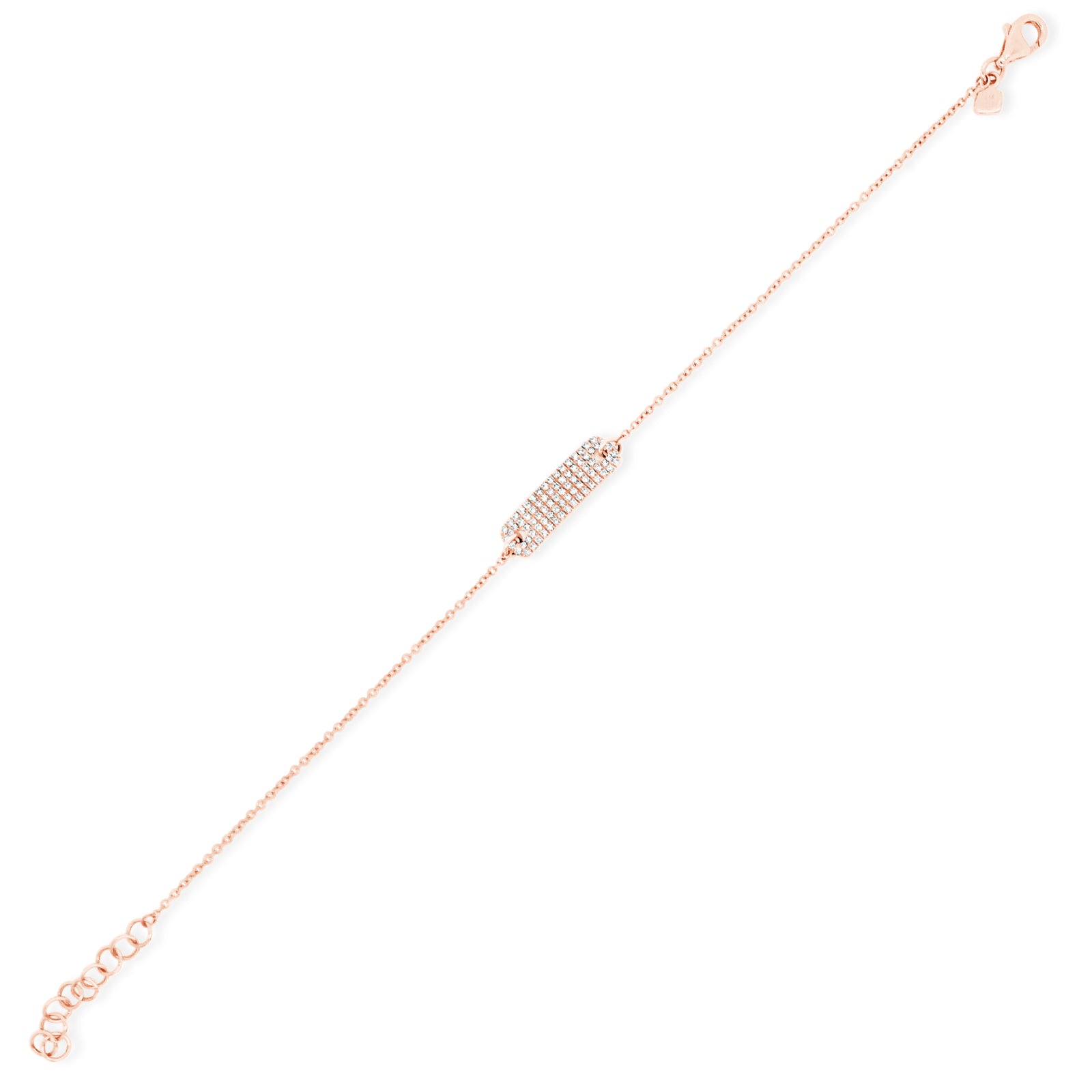 Diamond Rectangle ID Bracelet - 14k gold weighing 1.82 grams -82 round diamonds totaling 0.25 carats