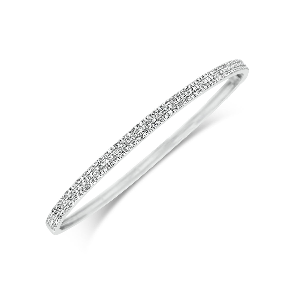 Pave Diamond Triple Row Bangle - 14K gold weighing 6.94 grams - 212 round diamonds totaling 0.52 carats