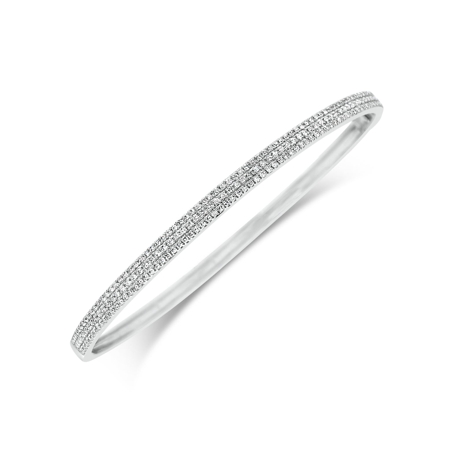 Pave Diamond Triple Row Bangle - 14K gold weighing 6.94 grams - 212 round diamonds totaling 0.52 carats