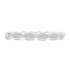 Diamond Twisted Rope Bangle Bracelet  -18K gold weighing 19.45 grams  -21 round diamonds totaling 0.57 carats
