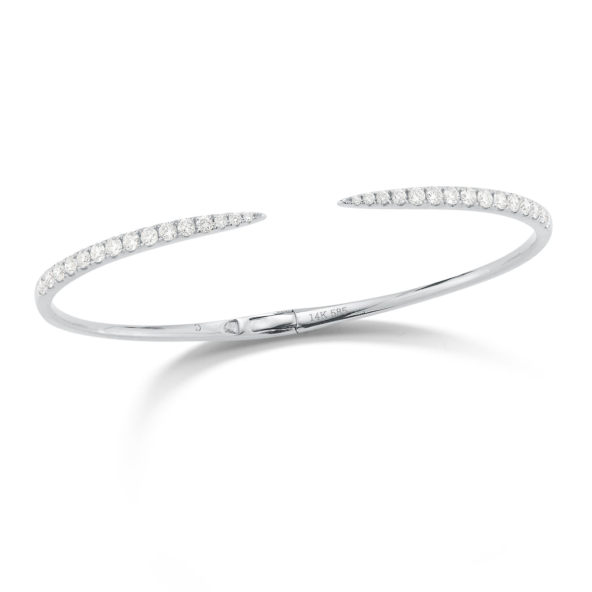 Diamond Claw Cuff Bracelet  -14K gold weighing 6.91 grams  -30 round prong-set diamonds weighing 1.09 carats.