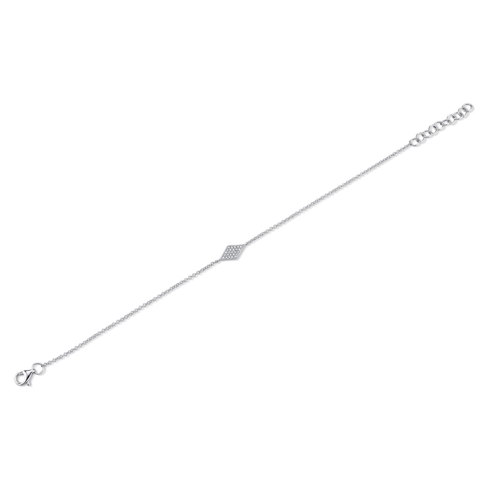 Diamond Shape Fashion Bracelet - 14K white gold weighing 1.10 grams - 0.06 cts round diamonds