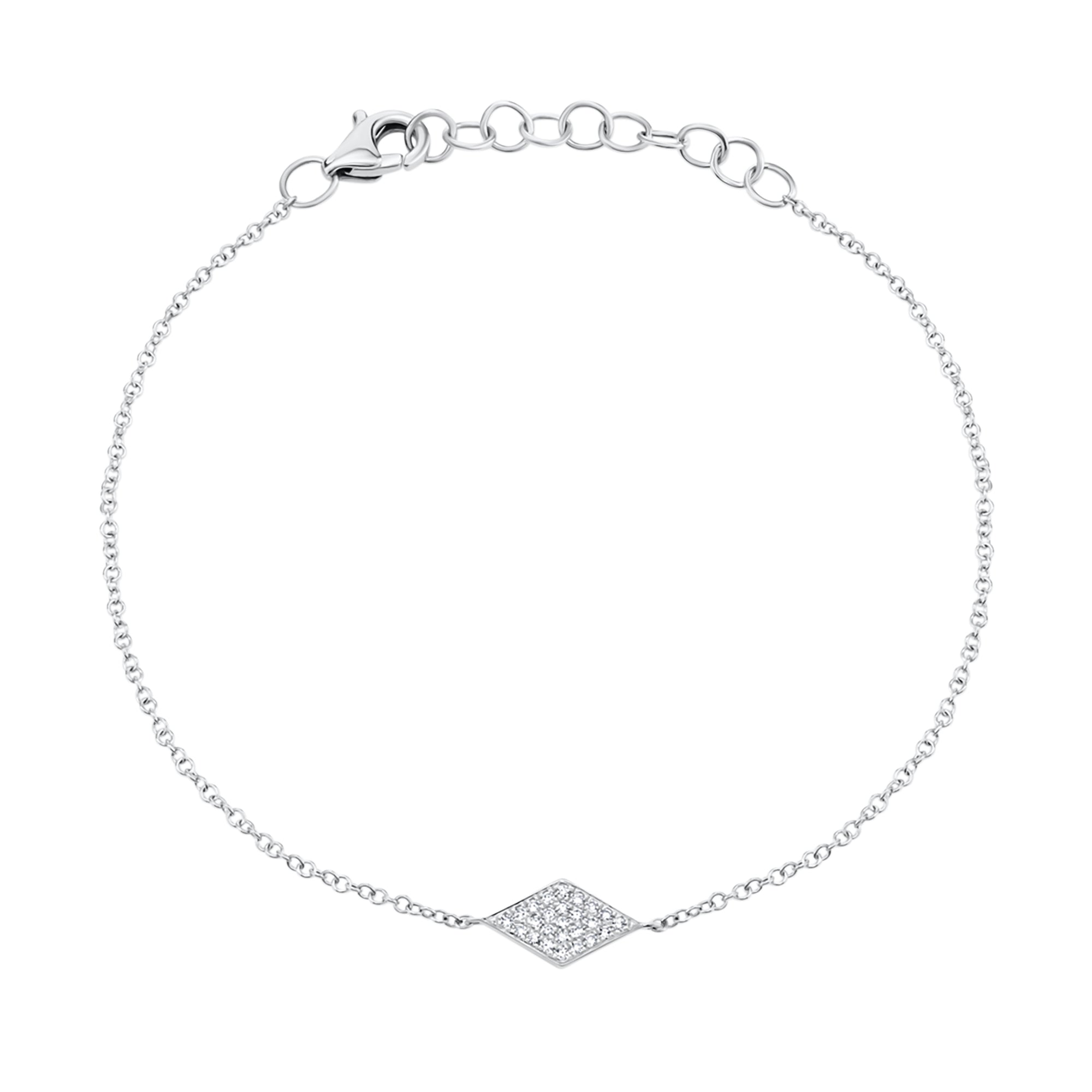 Diamond Shape Fashion Bracelet - 14K white gold weighing 1.10 grams - 0.06 cts round diamonds