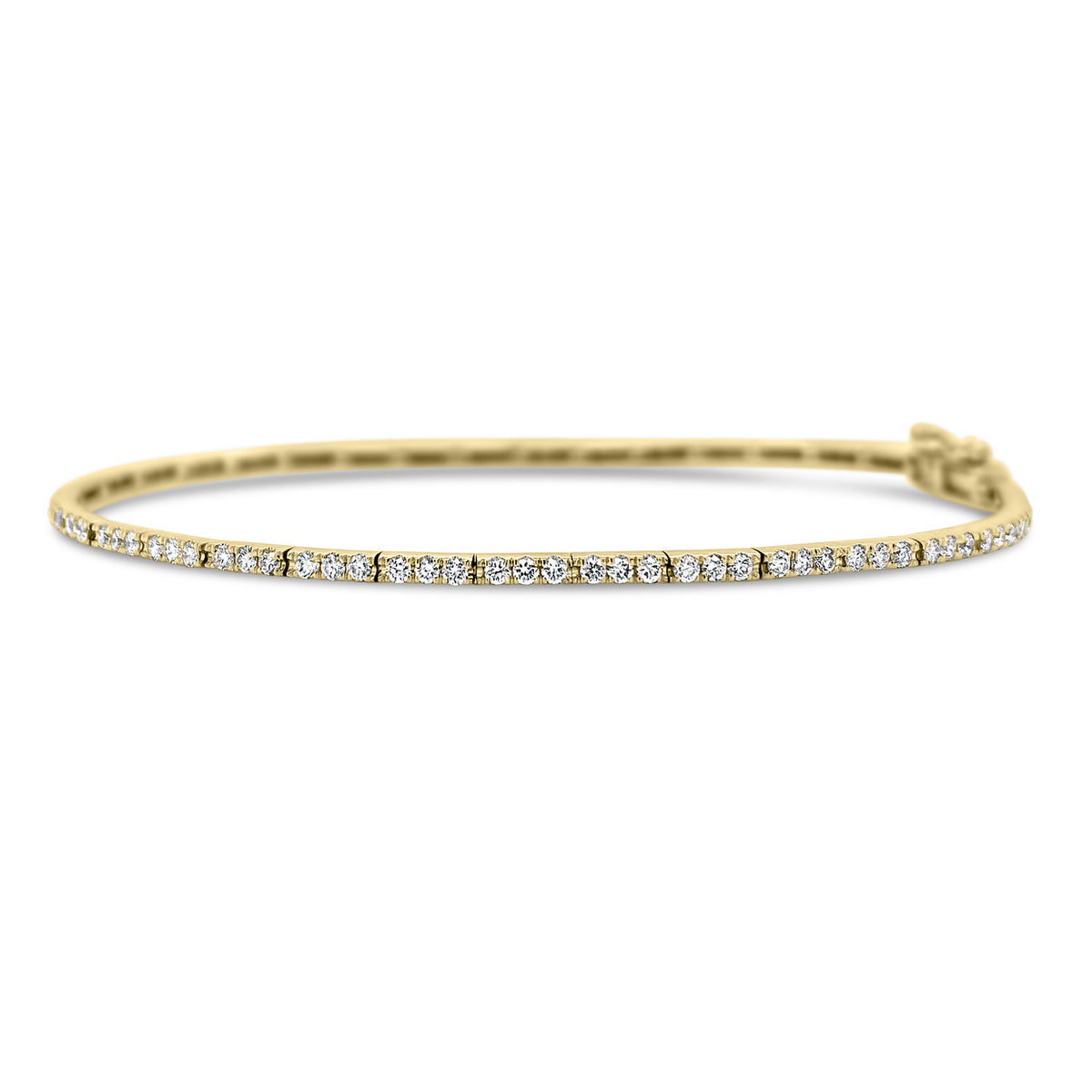Diamond Slim Tennis Bracelet   - 14K gold weighing 3.79 grams  - 108 round diamonds totaling 1.01 carats