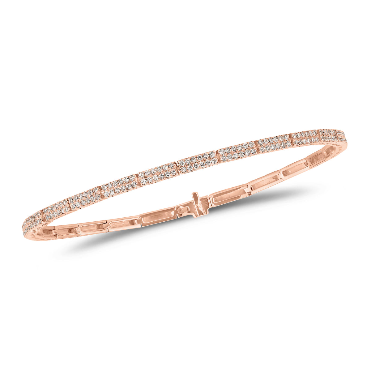 Diamond Structured Tennis Bracelet - 14K gold weighing 7.27 grams  - 300 round diamonds weighing 1.52 carats