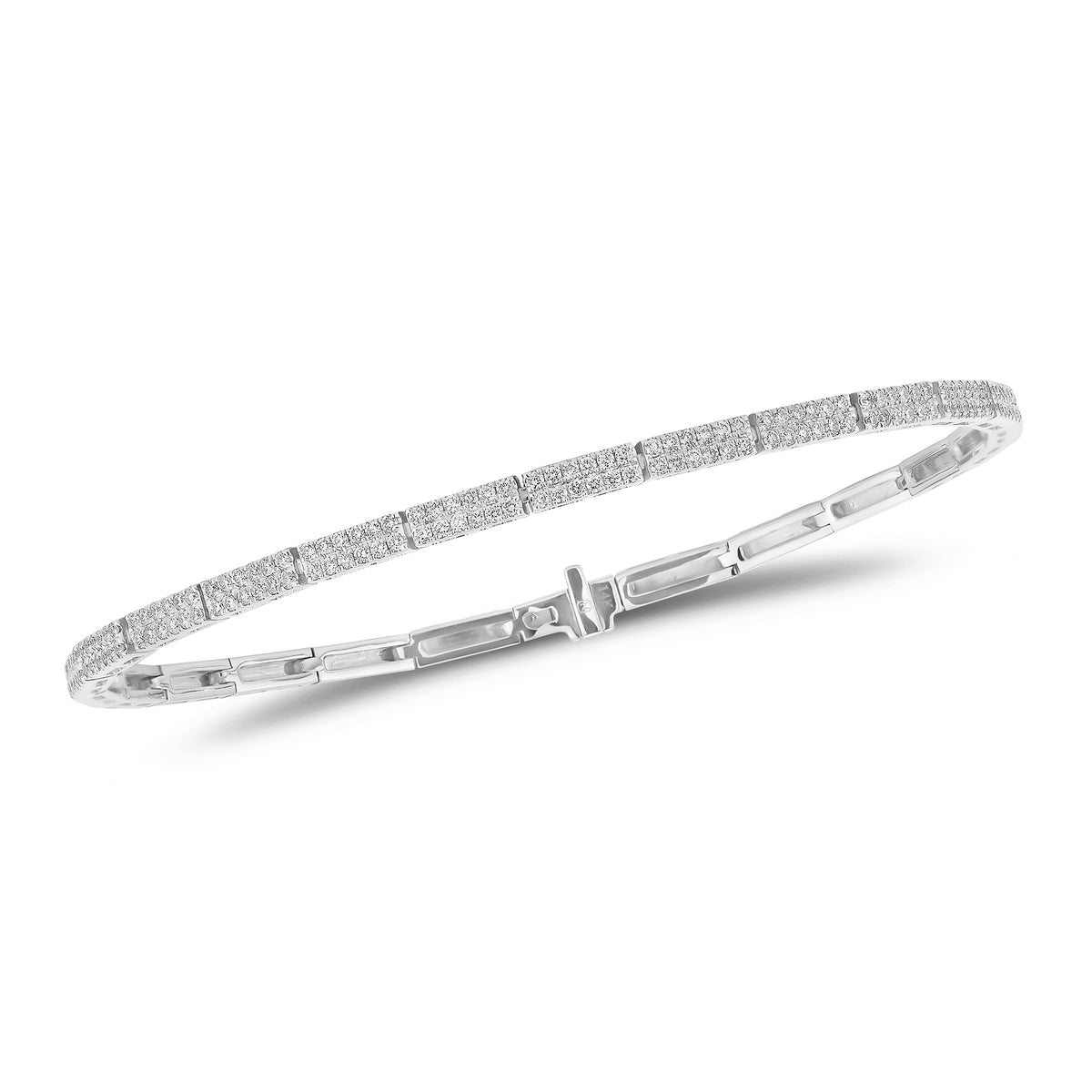 Diamond Structured Tennis Bracelet - 14K gold weighing 7.27 grams  - 300 round diamonds weighing 1.52 carats