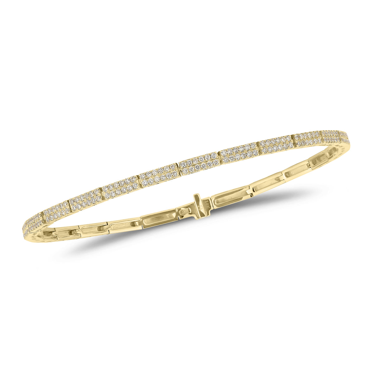 Diamond Structured Tennis Bracelet - 14K gold weighing 7.27 grams  - 300 round diamonds weighing 1.52 carats