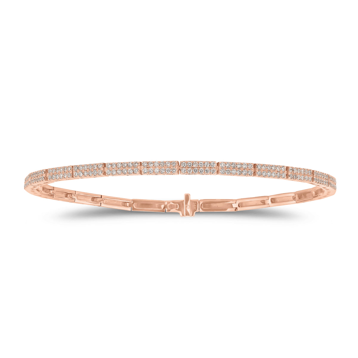 Diamond Structured Tennis Bracelet - 14K gold weighing 7.27 grams  - 300 round diamonds weighing 1.52 carats