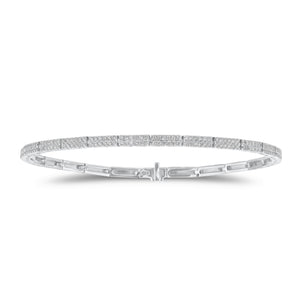Diamond Structured Tennis Bracelet - 14K gold weighing 7.27 grams  - 300 round diamonds weighing 1.52 carats