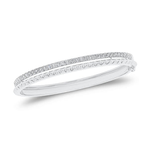Solid 14K white gold weighing 16.06 grams featuring 35 round diamonds weighing 0.97 carats Diamond & Gold Pyramid Bangle | Nuha Jewelers