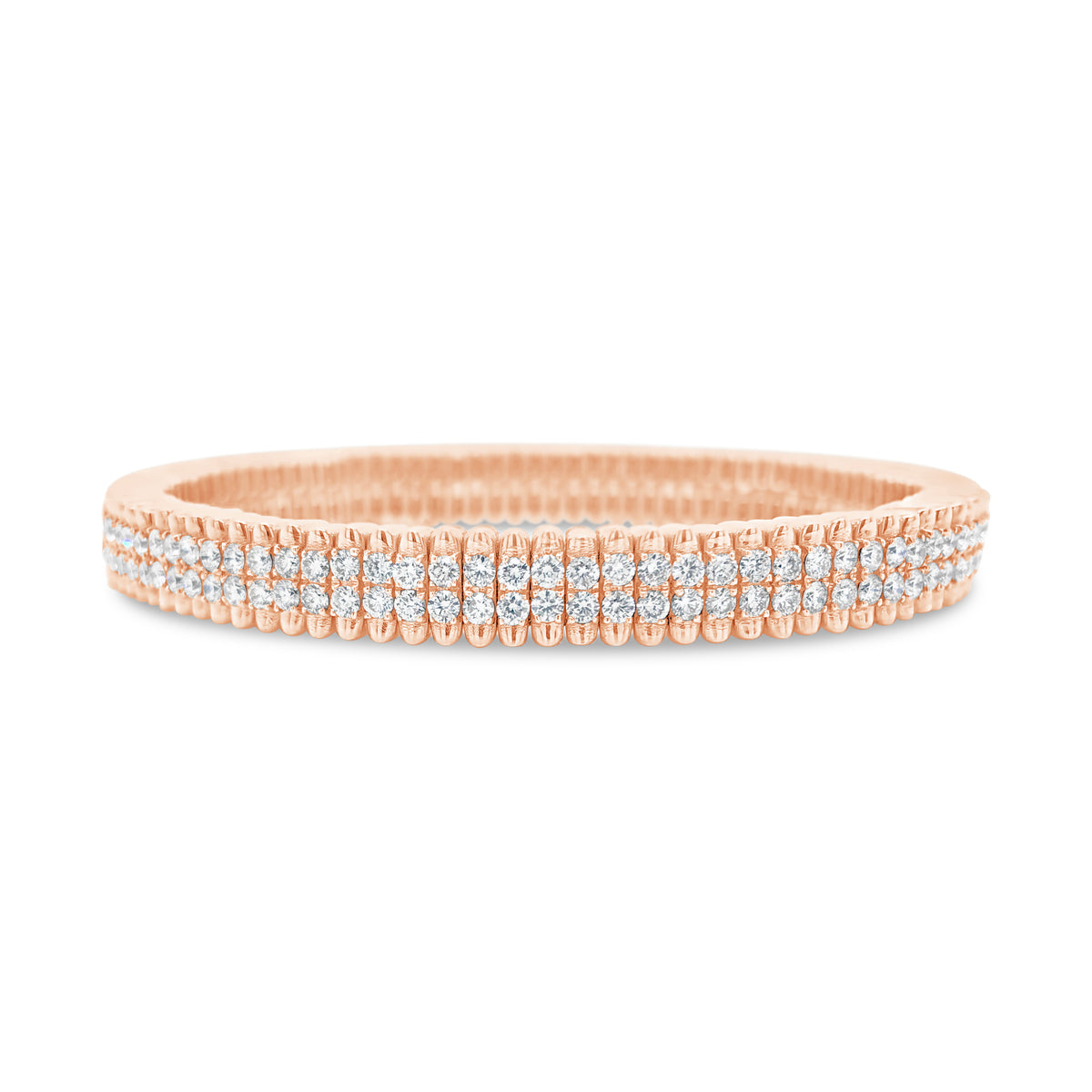Diamond Beaded Stretch Bracelet  -14K gold weighing 19.3 grams  -186 F-G color, SI1 clarity round diamonds totaling 4.09 carats