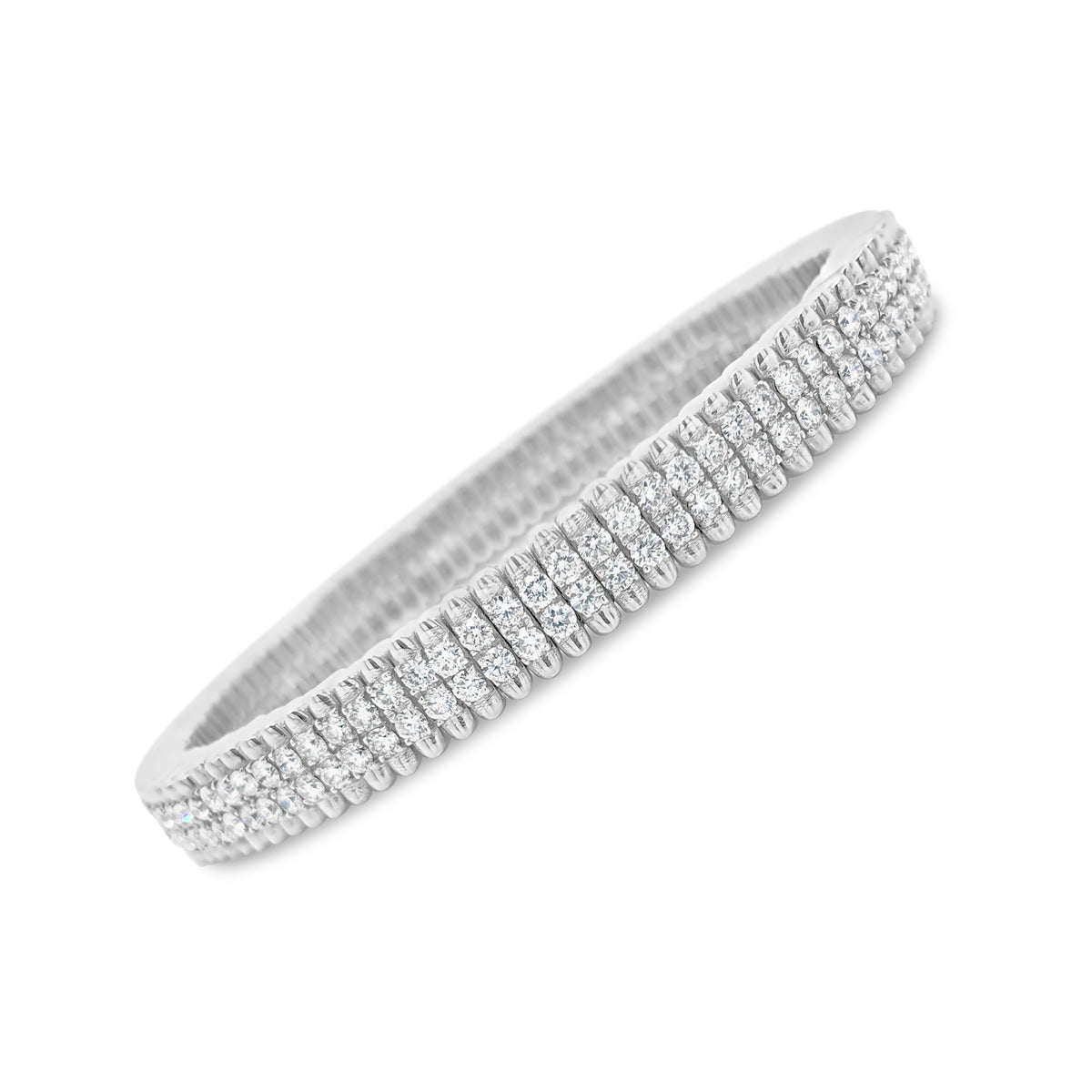 Diamond Beaded Stretch Bracelet  -14K gold weighing 19.3 grams  -186 F-G color, SI1 clarity round diamonds totaling 4.09 carats