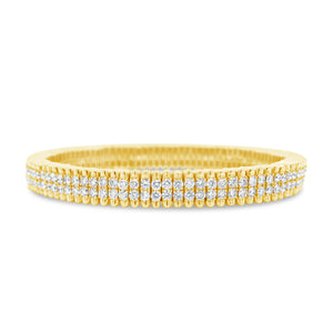 Diamond Beaded Stretch Bracelet  -14K gold weighing 19.3 grams  -186 F-G color, SI1 clarity round diamonds totaling 4.09 carats