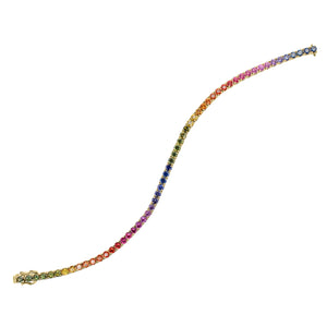 Multicolor Gemstone Tennis Bracelet- 18K gold weighing 8.26 grams  - 56 sapphires weighing 5.98 carats