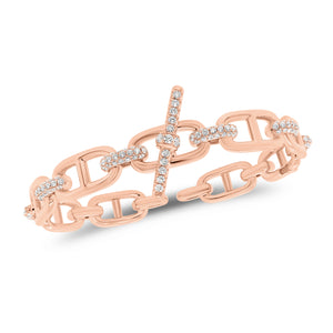 Pave Diamond Toggle Chainlink Bangle Bracelet -18K gold weighing 25.05 grams  -147 round diamonds weighing 1.35 carats